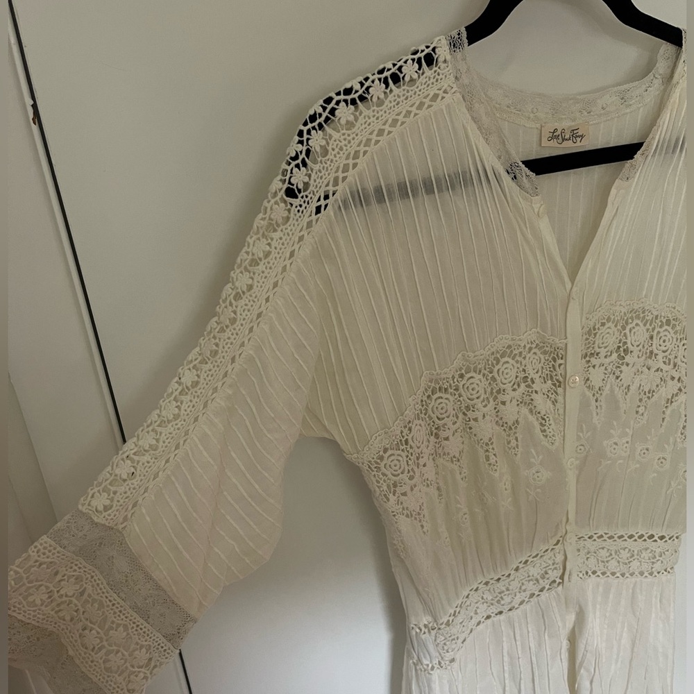 Classic Love Shack Fancy Long Lace Dress - size L